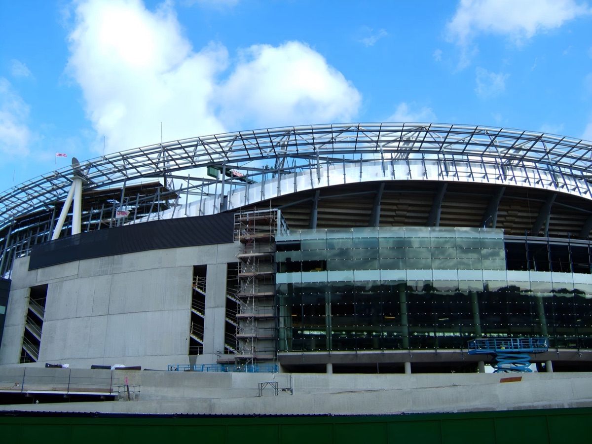 Allegiant Stadium exterior at night