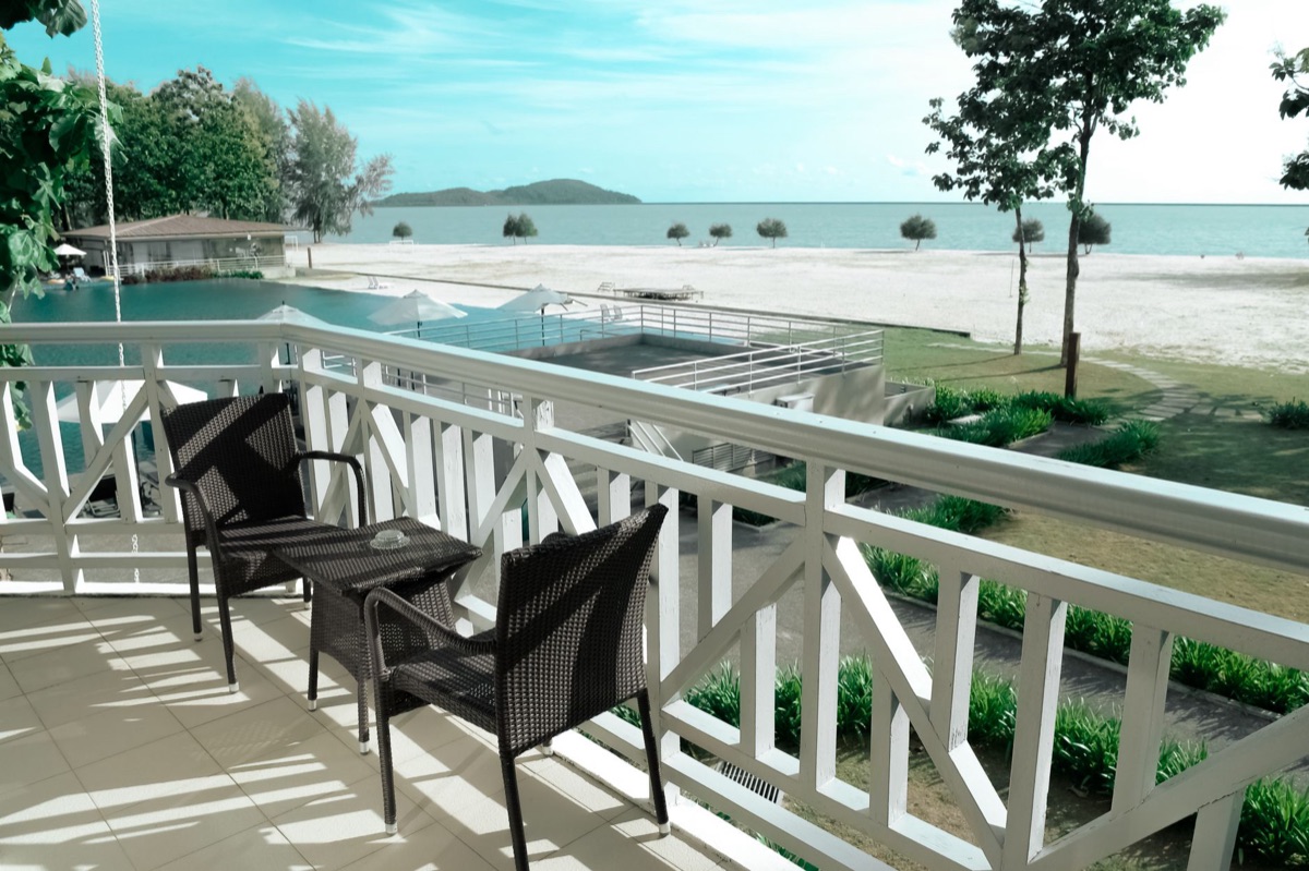 Hotel suite with balcony view