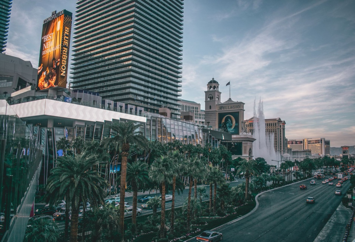 拉斯 Vegas 酒店夜間噴泉