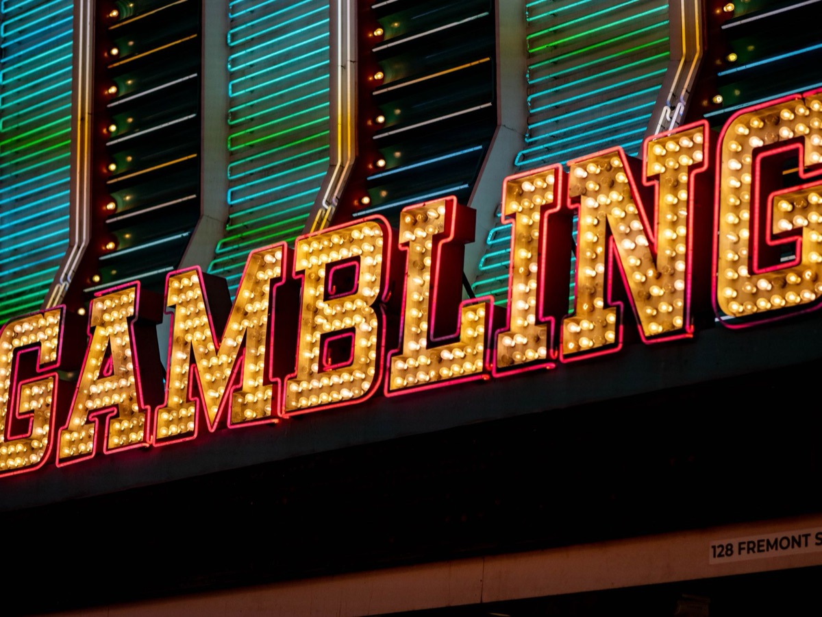 Neon sign outside casino