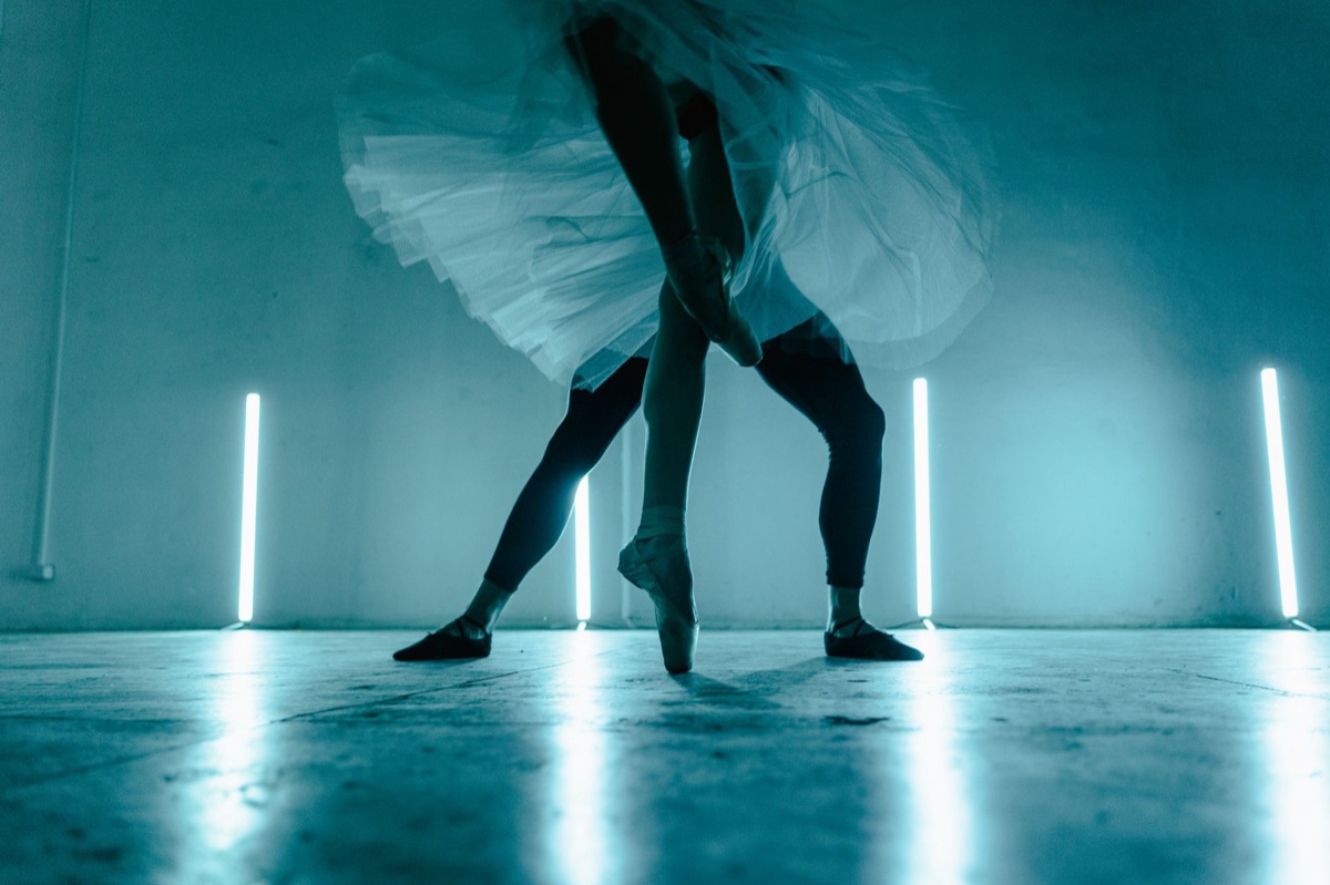 Dancer in casino lighting