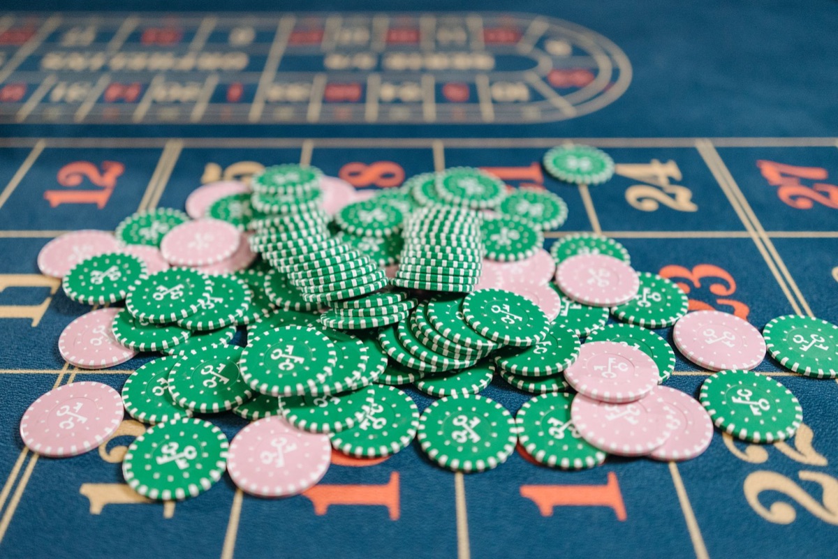 Vegas casino floor with chips