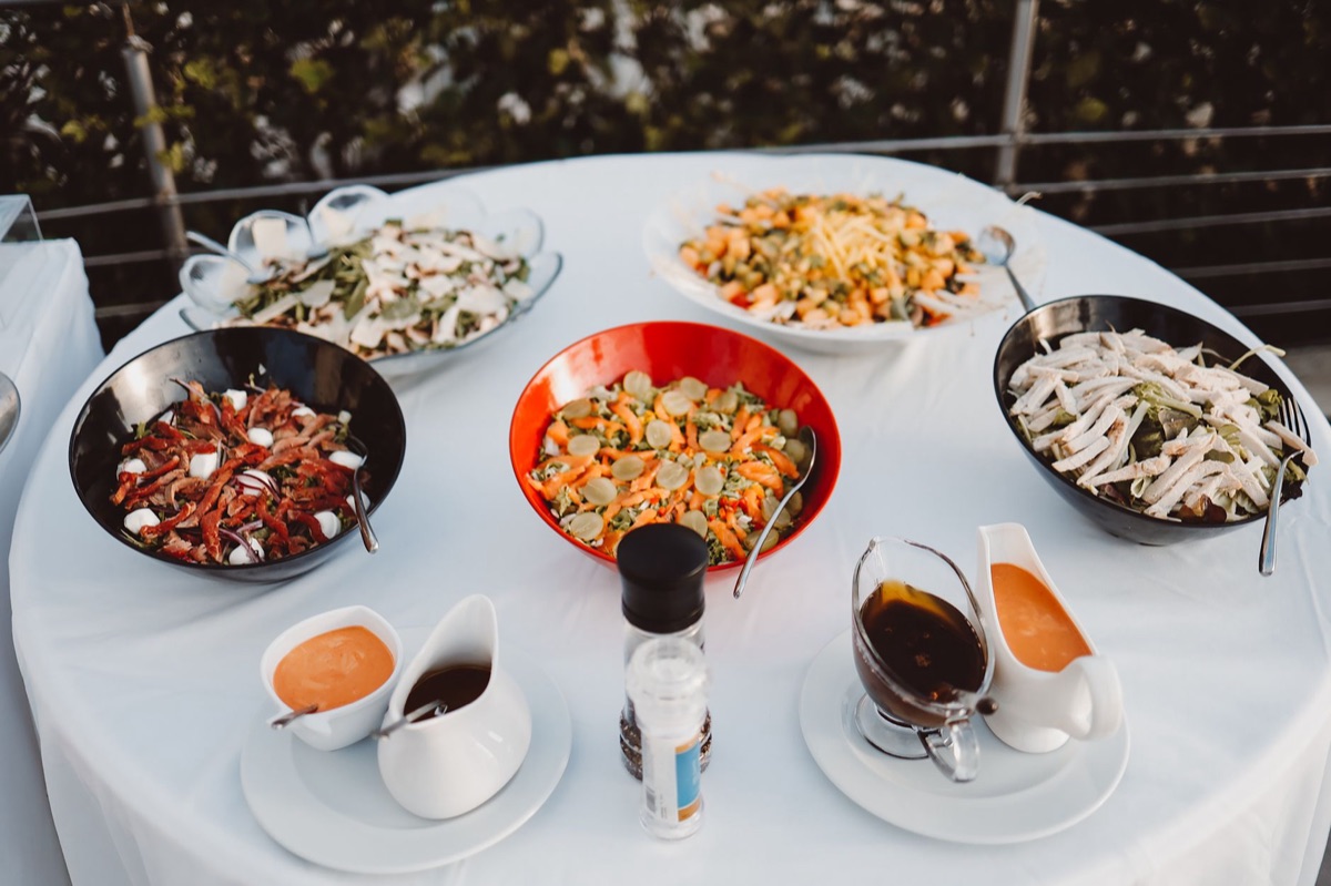 Resort buffet table with signature dishes