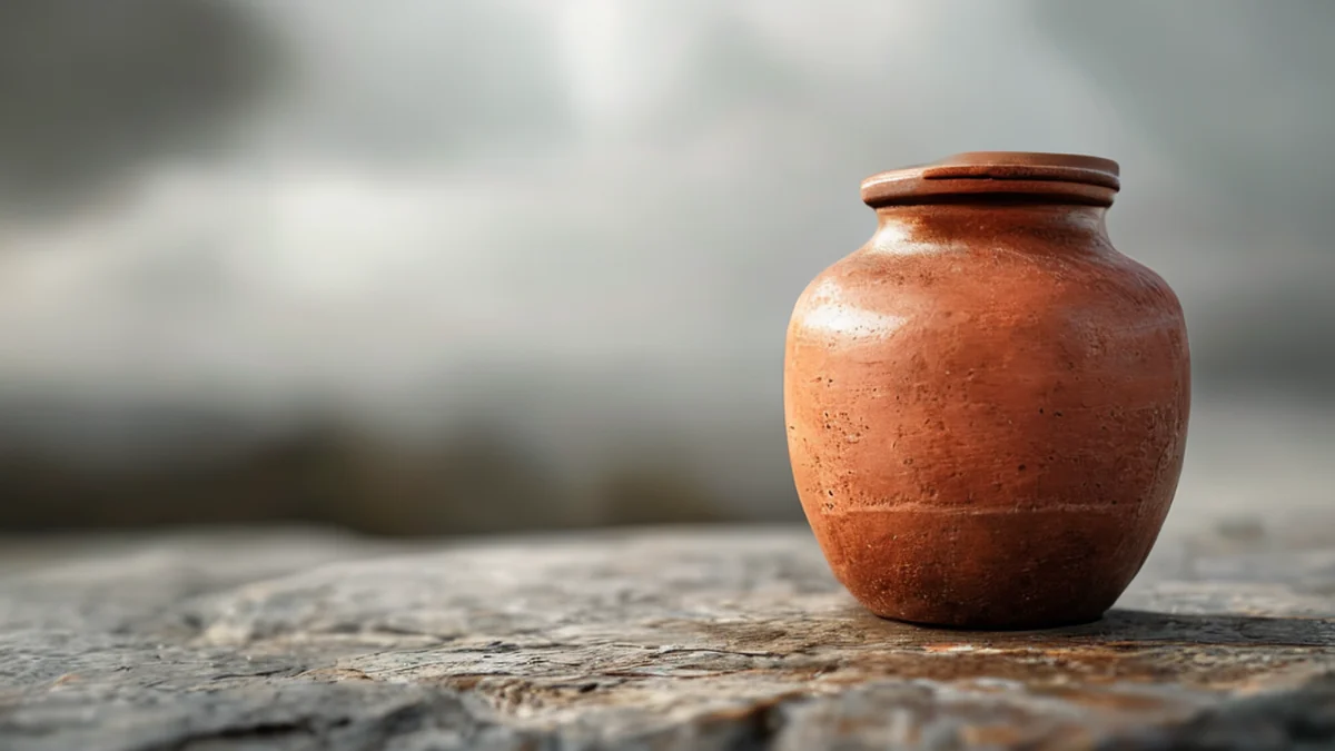 Un barattolo di ceramica valenciana tradizionale, dipinto a mano con motivi floreali.