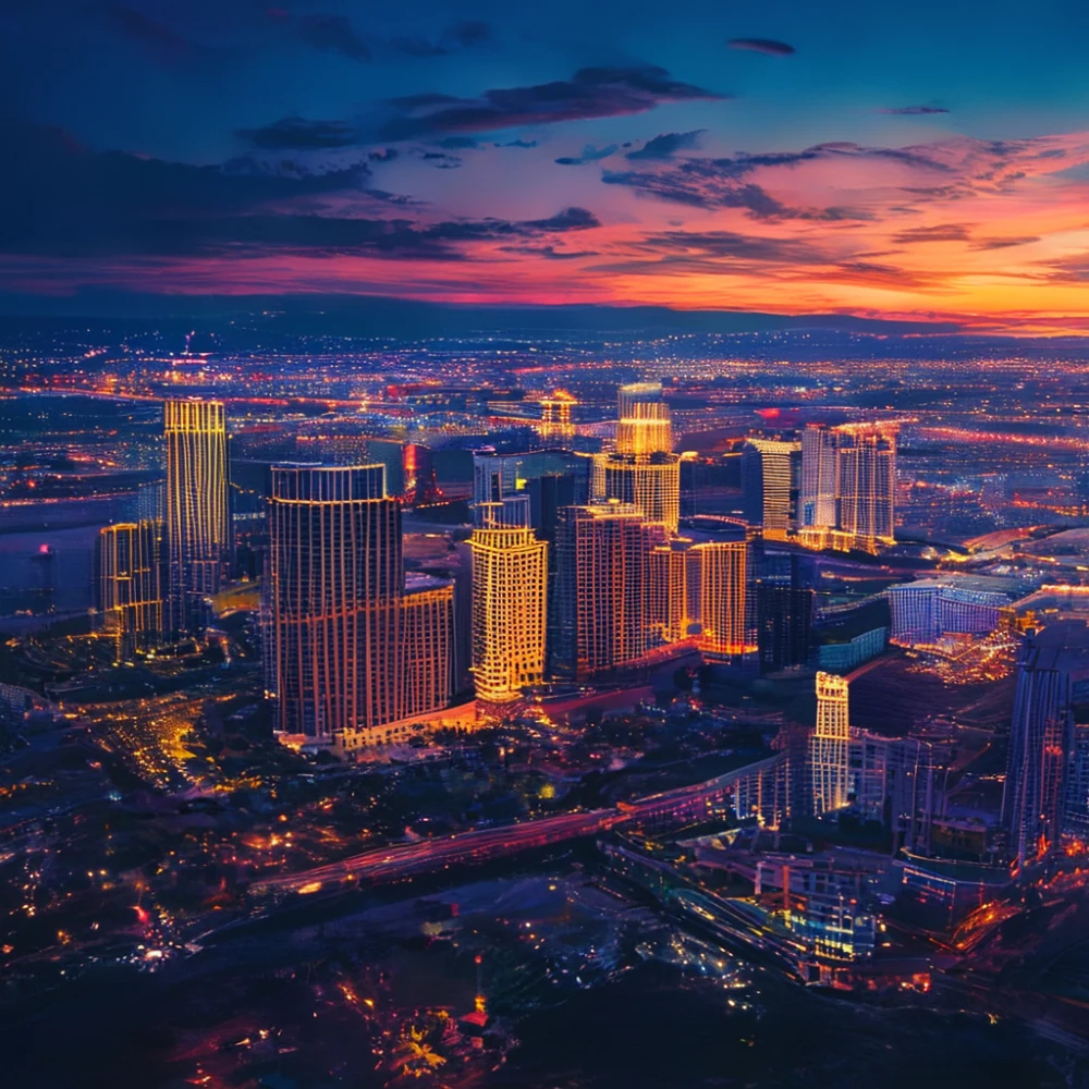 拉斯 Vegas 晚間天際線