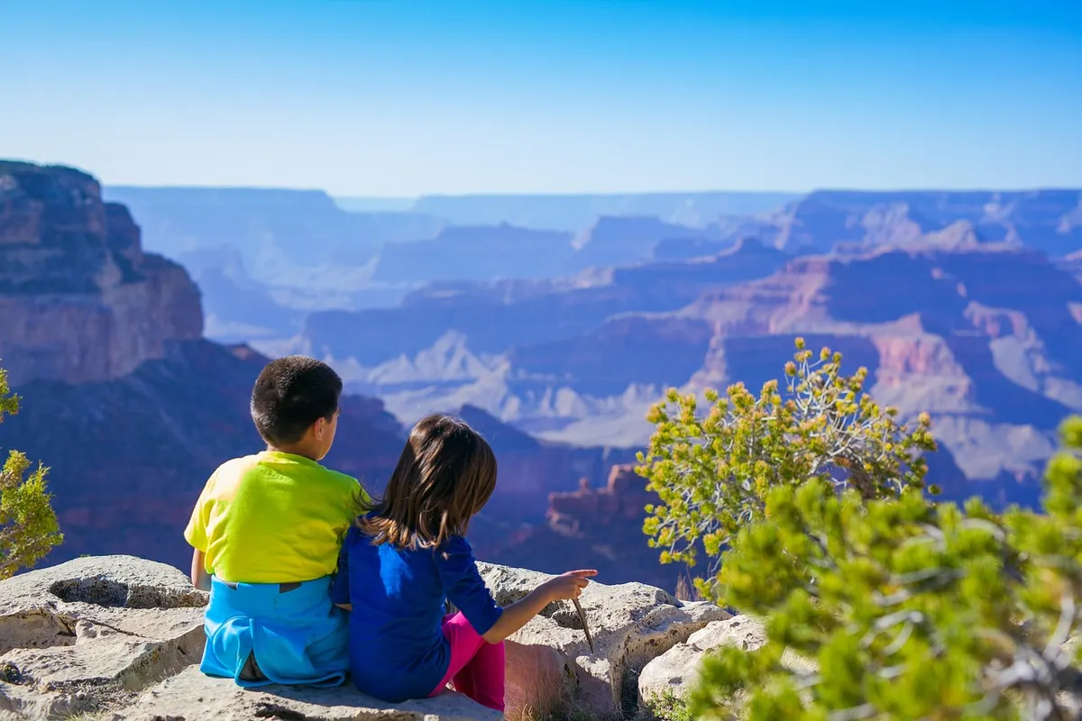 canyon, children, hike, kids, landscape, nature, grand canyon, usa, arizona, siblings, outdoors, adventure, travel, childhood, viewpoint, children, children, ch